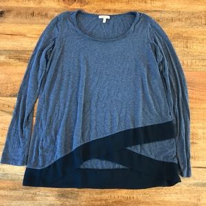 Anthropologie Bordeaux Long Sleeve Top Navy Blue